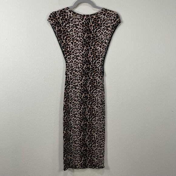 Leopard Print Bodycon Dress Side Slit Lightweight Mall Goth Gyaru McBling Y2k S - Picture 2 of 6